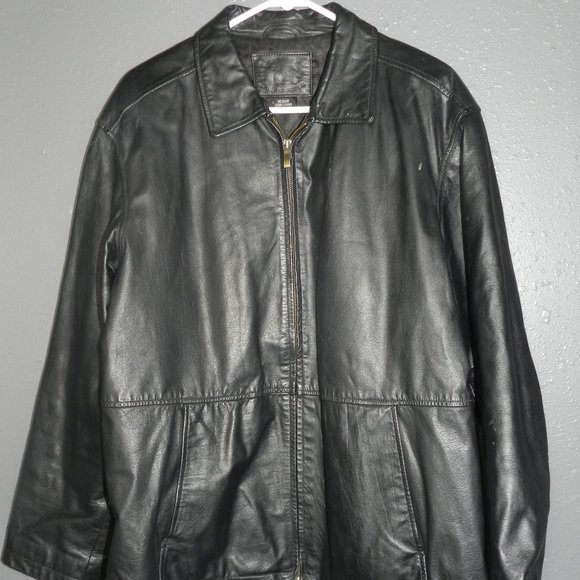 KnightsBridge Mens Black Genuine Leather Zip Up MotorCycle Jacket Size Medium - Picture 1 of 10